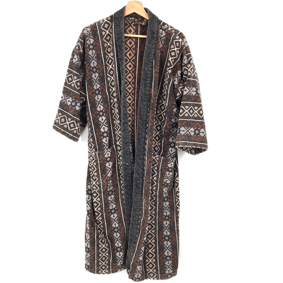 Vintage Other - vintage southwest geometric 1980s batah robe grey brown lounge S Men's